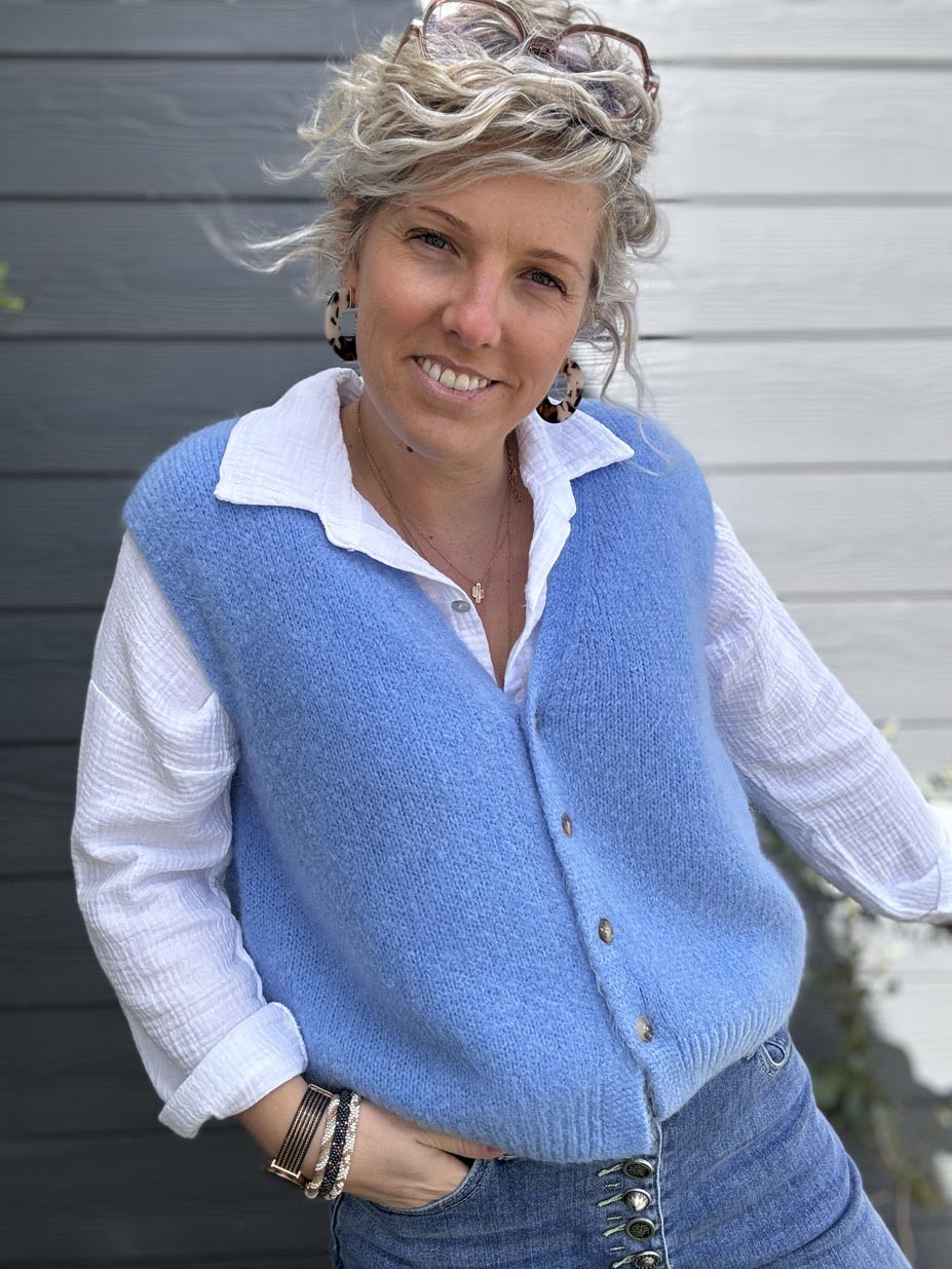 GILET GILDAS BLEU CLAIR