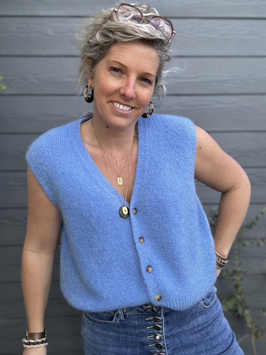 GILET GILDAS BLEU CLAIR
