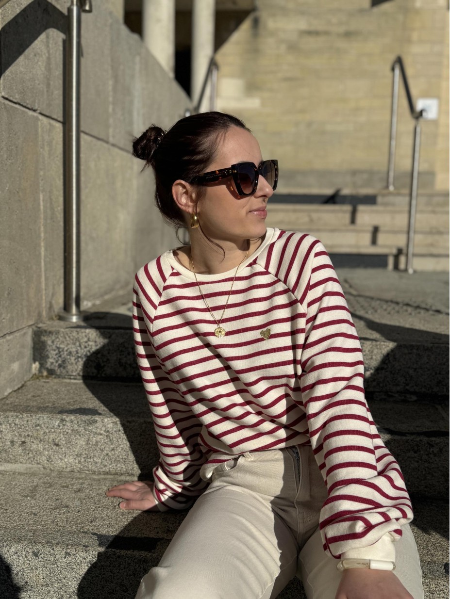 sweat pieces pcgreta mariniere rouge coeur gold brodé sweat pieces pcgreta mariniere rouge coeur gold brodé