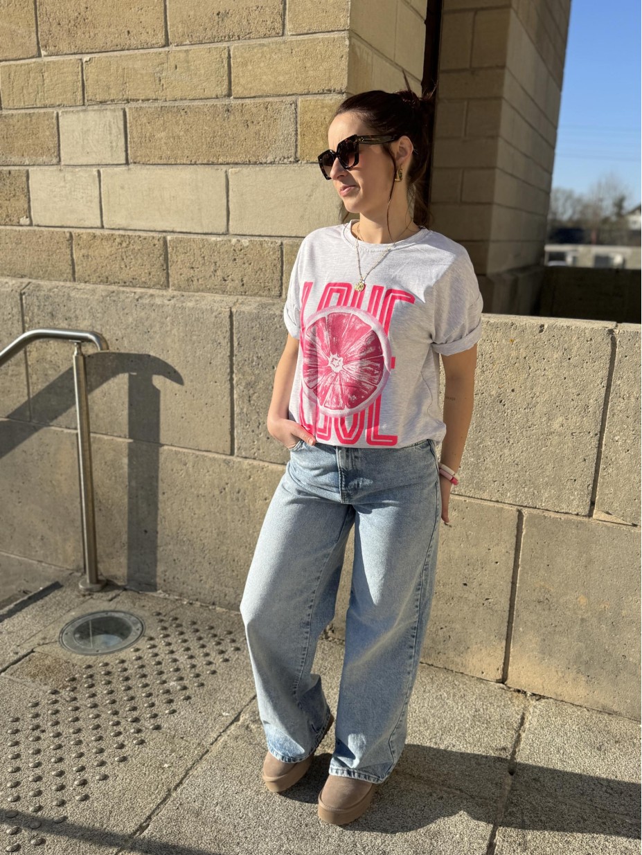 TSHIRT LOVE GRIS