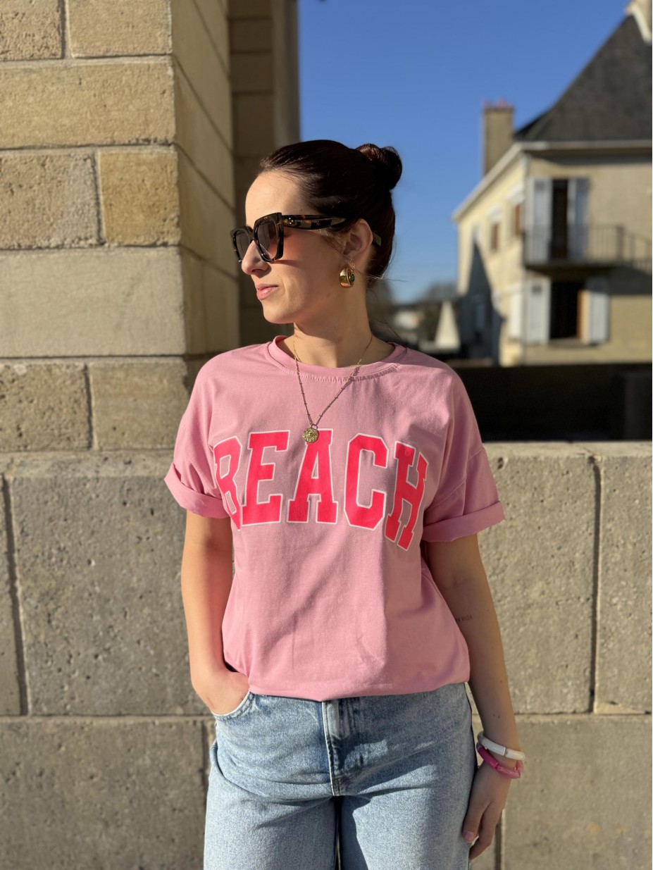 tshirt beach oversize rose femme coton tshirt beach oversize rose femme coton
