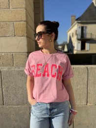 tshirt beach oversize rose femme coton
