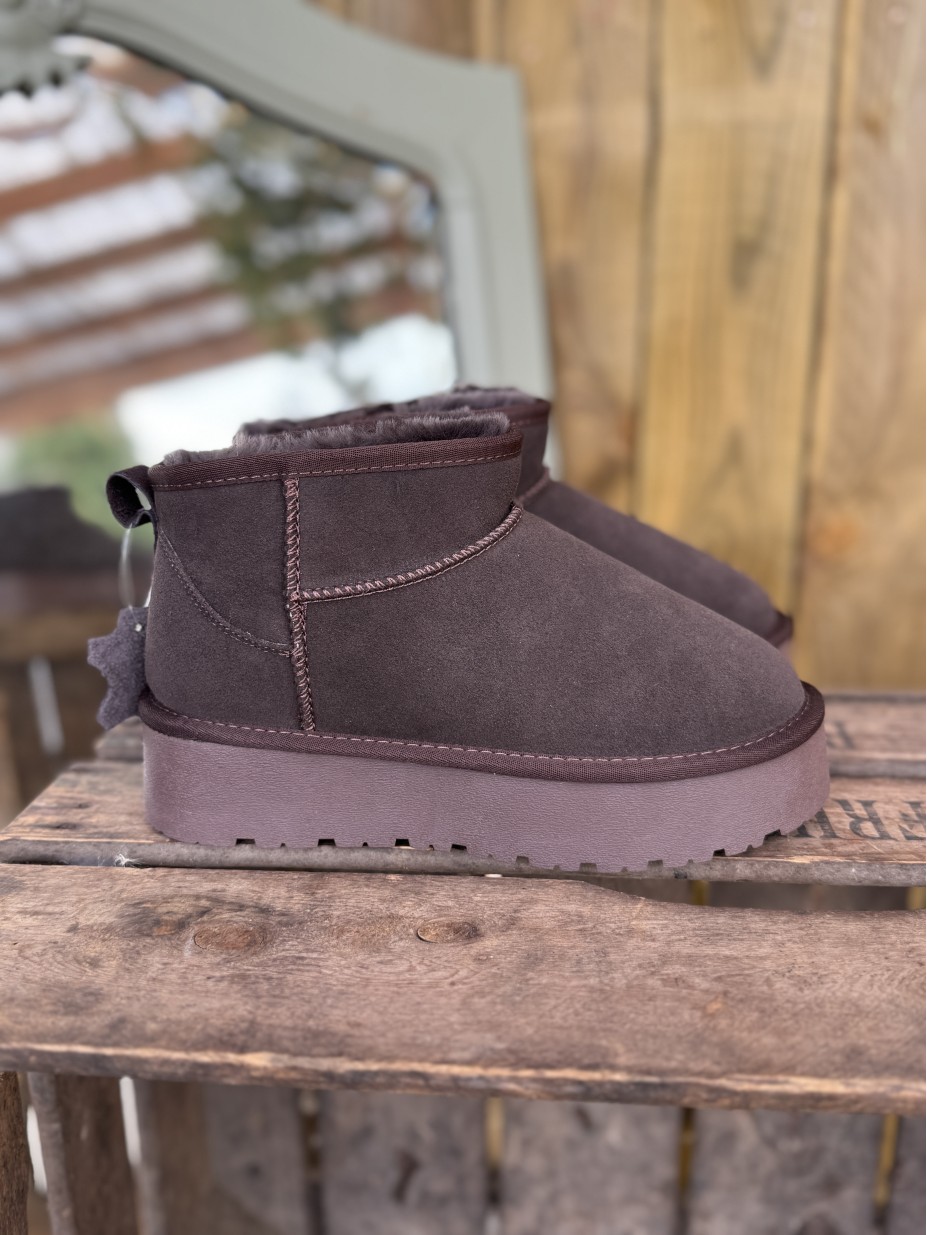 fourrée inspi ugg - atlanta cuir chocolat fourrée inspi ugg - atlanta cuir chocolat