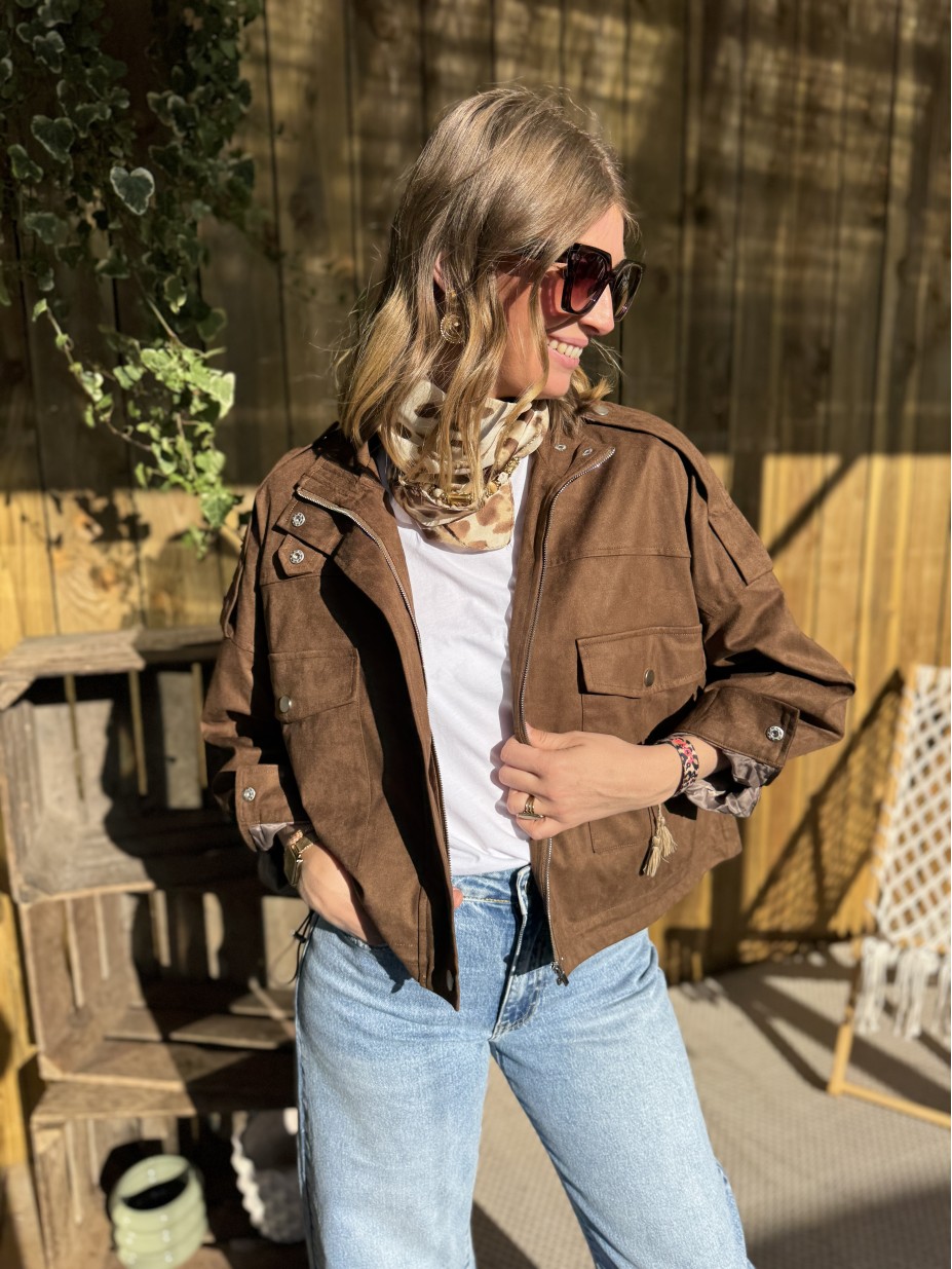 veste moonie effet daim chocolat veste moonie effet daim chocolat