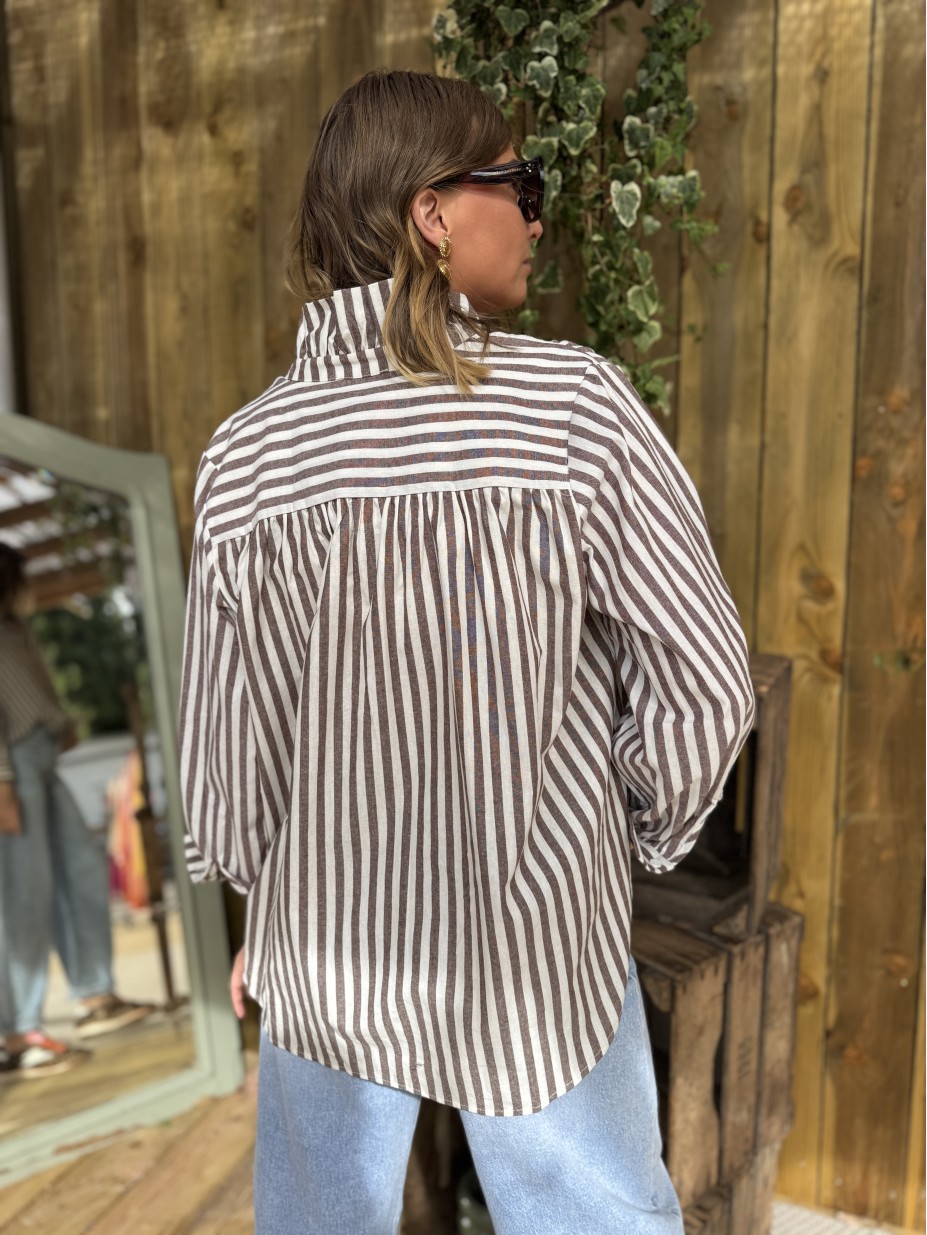 chemise paola col vitrorien chocolat a rayures. chemise paola col vitrorien chocolat a rayures.