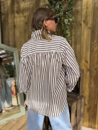 chemise paola col vitrorien chocolat a rayures.