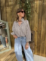 chemise paola col vitrorien chocolat a rayures.