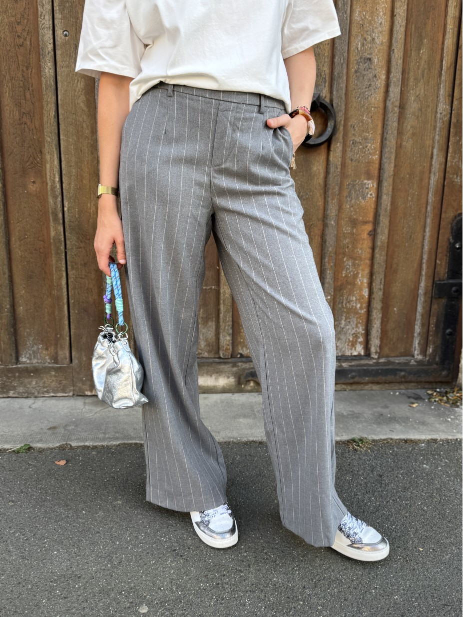 pantalon wideleg lisa gris rayé object pantalon wideleg lisa gris rayé object
