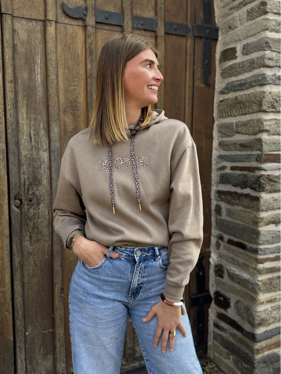 sweat pciconic pieces greige capuche leopard sweat pciconic pieces greige capuche leopard