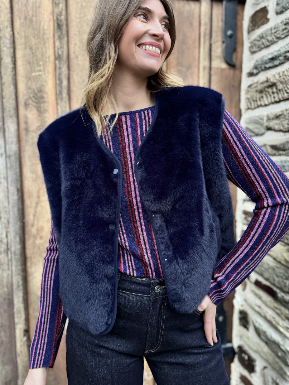 VESTE FOURURE LILI BLEU