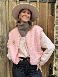 sherpa lola rose poudre bouclette teddy sans manches femmes