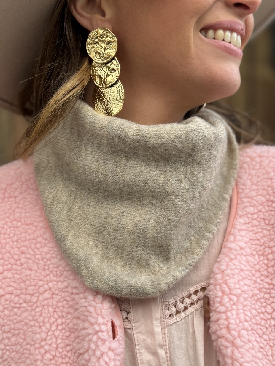 ECHARPE WILL BEIGE triangle laine beige chine