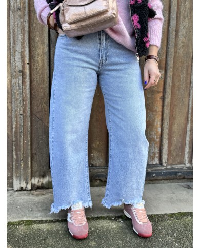 jeans noah light blue denim coupe barrel franges