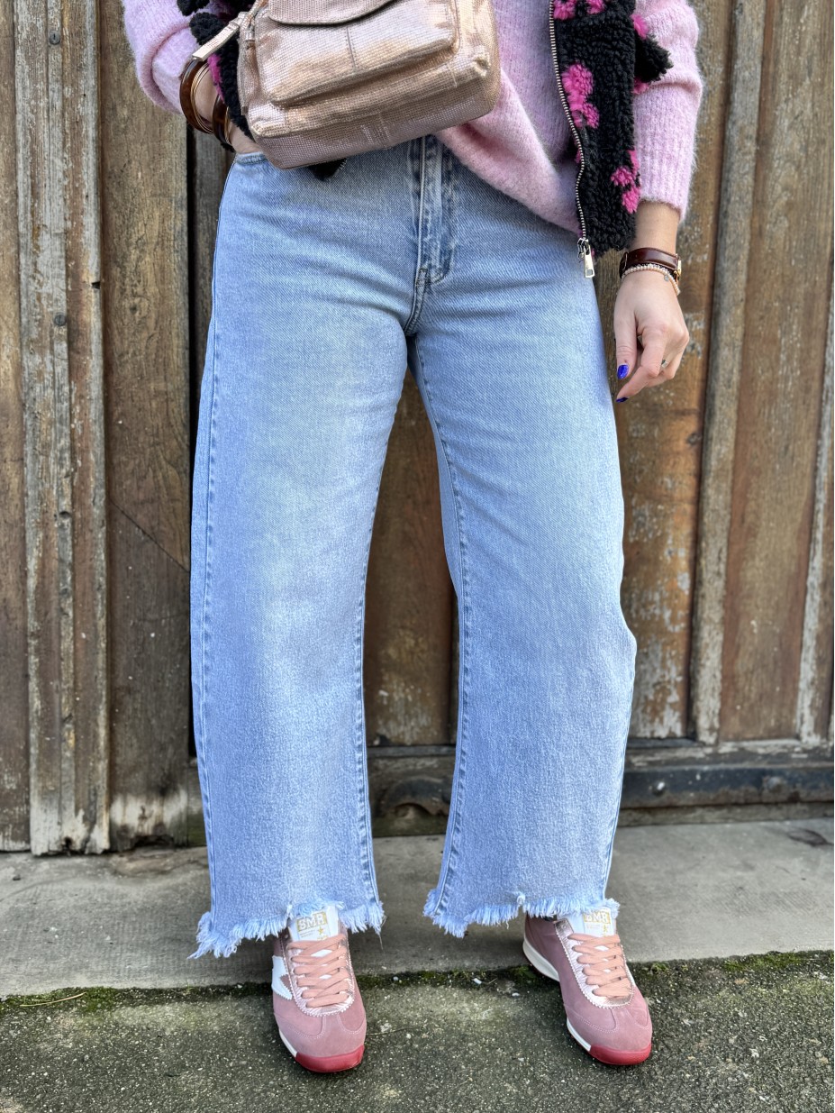 jeans noah light blue denim coupe barrel franges