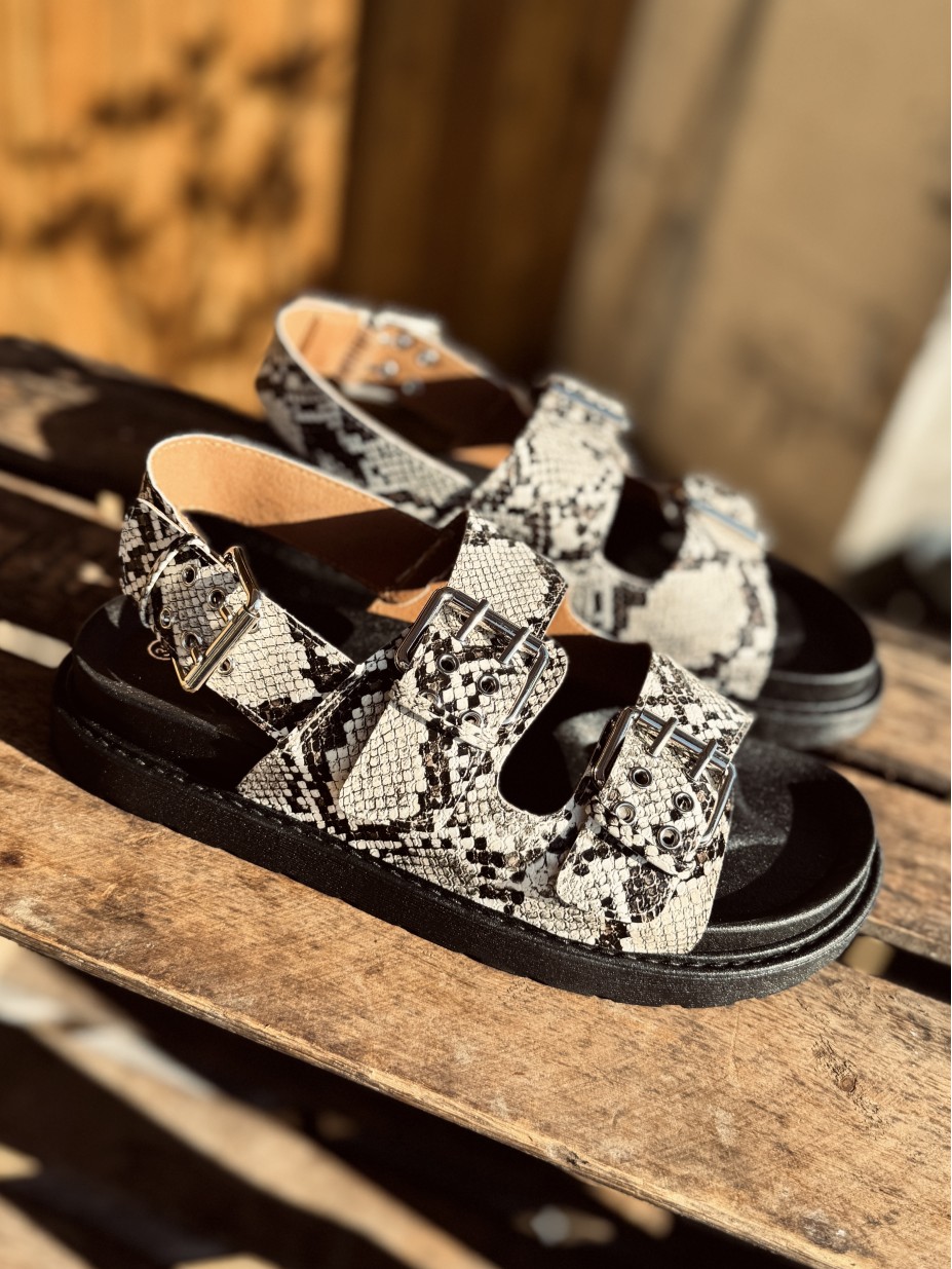 SANDALES SNAKE IMPRIME REPTILE 2 BRIDES