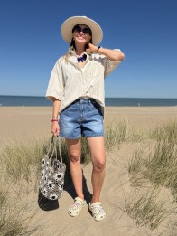 CABAS CROCHET FLORA TAUPE