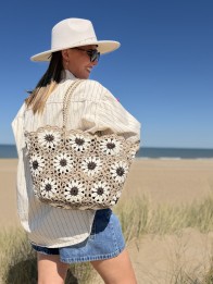 CABAS CROCHET FLORA TAUPE
