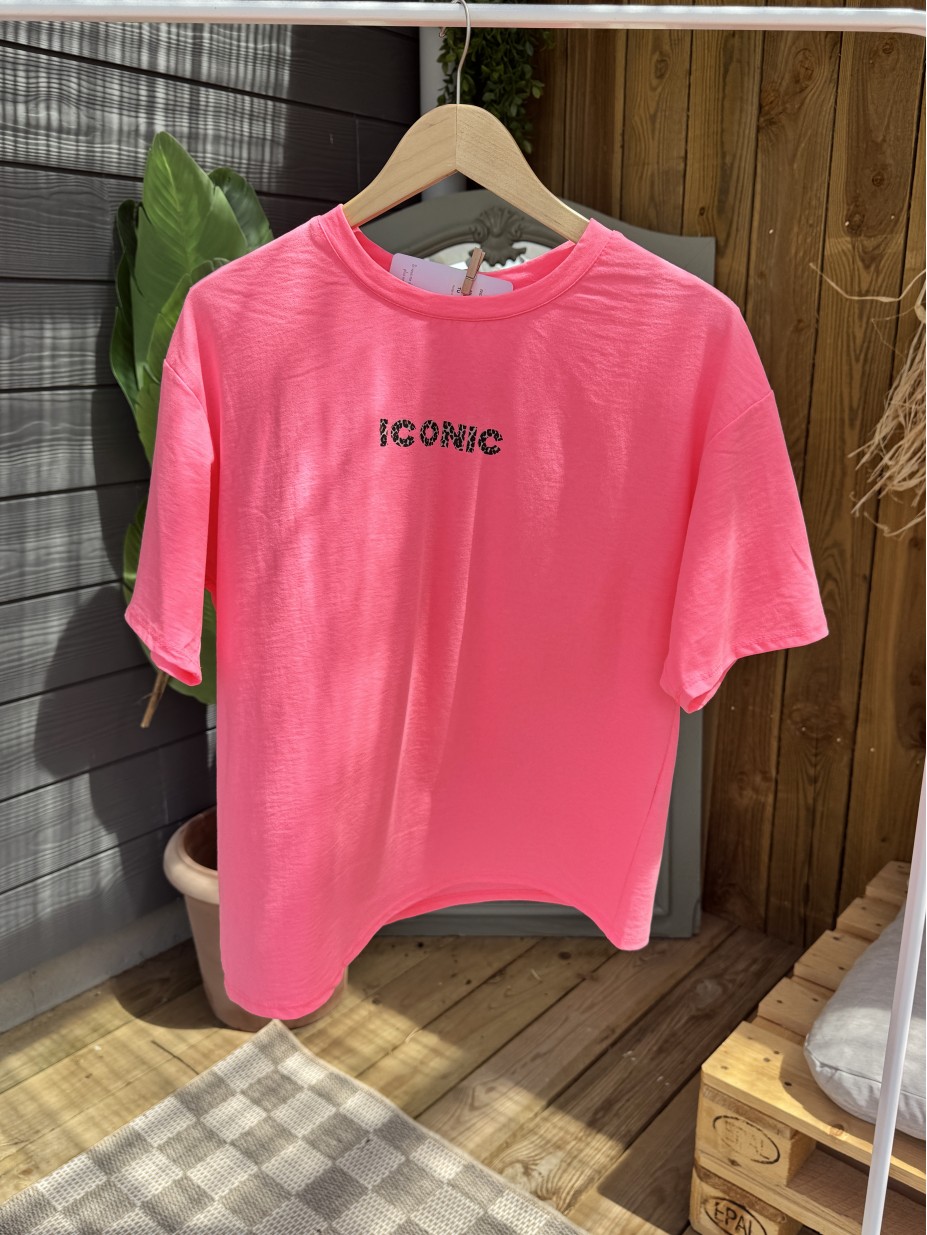 TSHIRT ICONIC ROSE FLUO