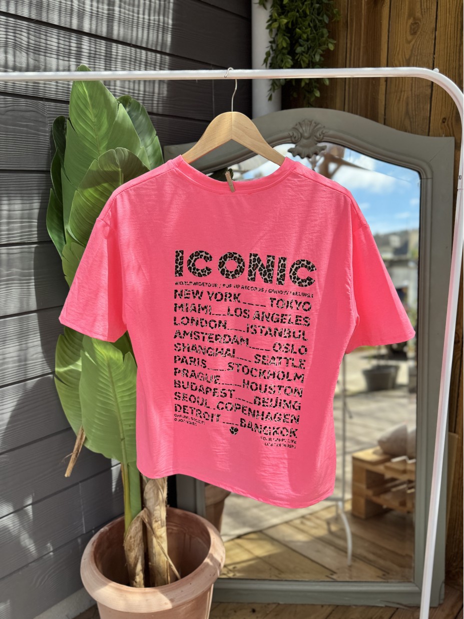 TSHIRT ICONIC ROSE FLUO