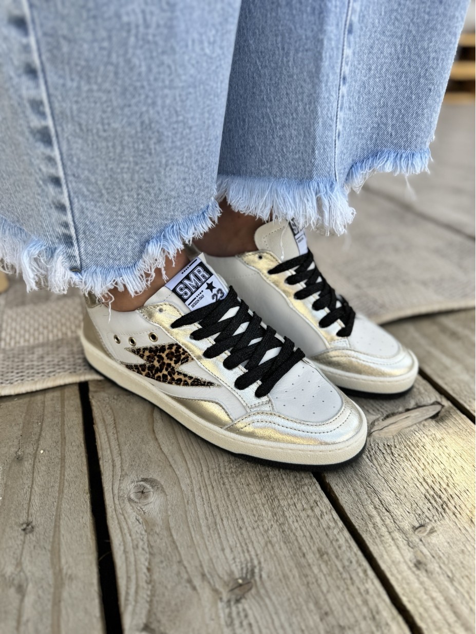 BASKETS SEMERDJIAN DANY C838 GOLD & LÉOPARD EN CUIR