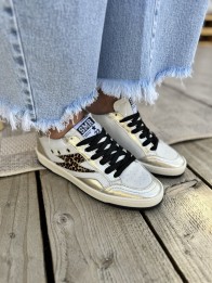 BASKETS SEMERDJIAN DANY C838 GOLD & LÉOPARD EN CUIR