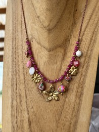 COLLIER TREFLE ROSE