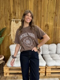 T-SHIRT VINTAGE VIBES TAUPE
